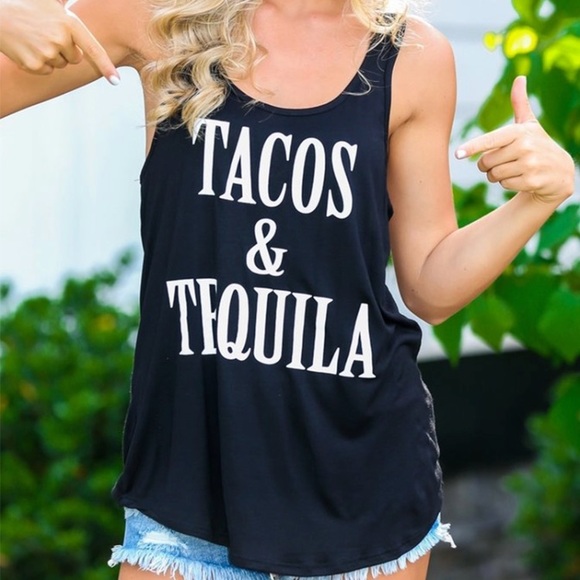 Tops - Tacos and Tequilla Black Racerback tank